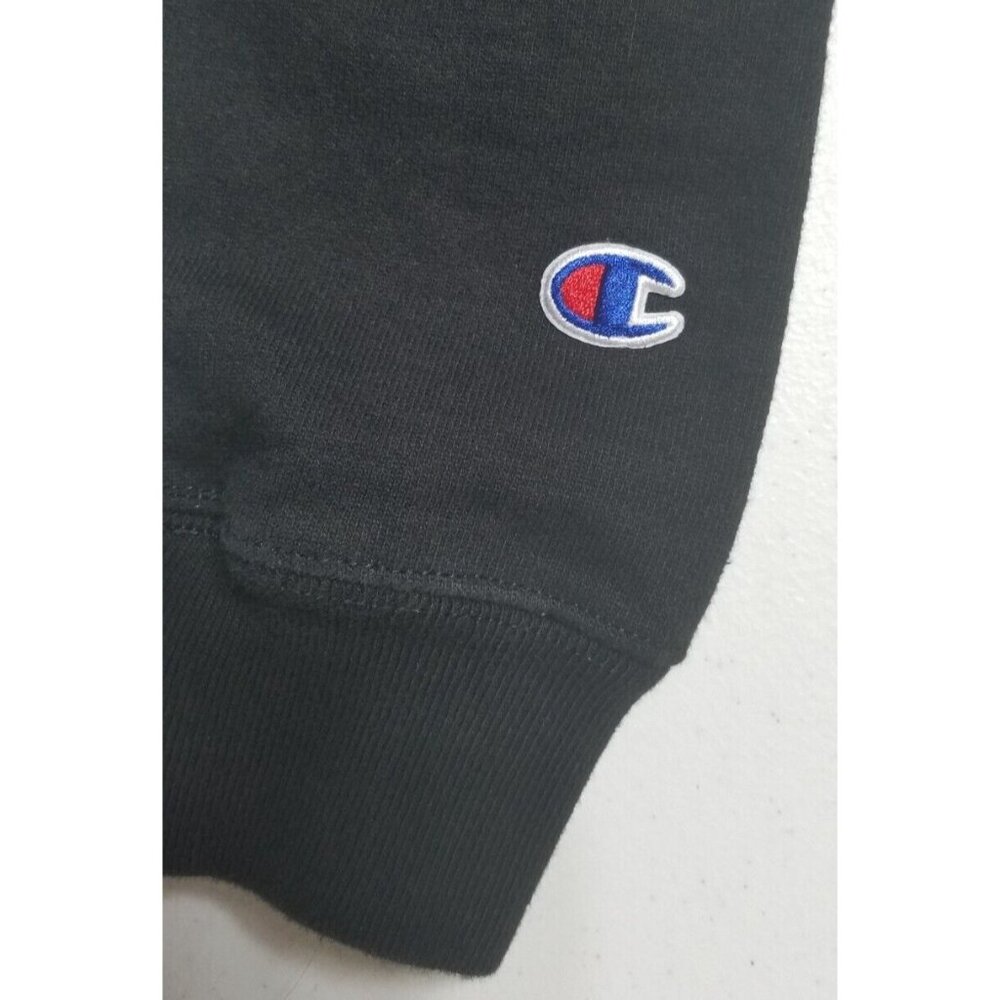 Champion Big Logo Reverse Weave Black Hoodie Hooded Sweatshirt Women's Small - Picture 9 of 14